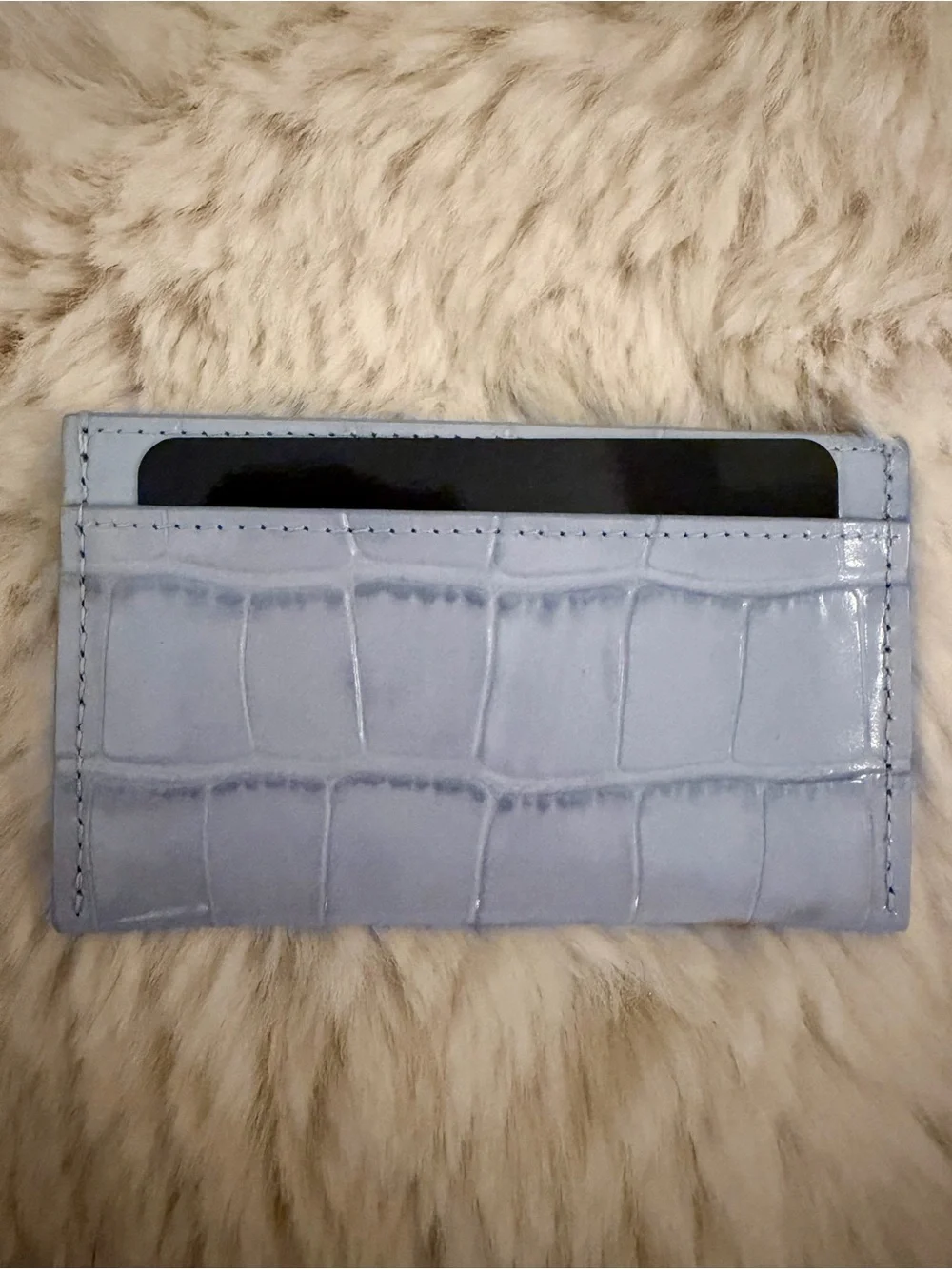 Chanel 26B Light Blue Croc Embossed Leather Cardholder with gold hardware - Picture 7 of 7
